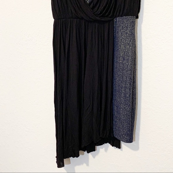 Free People Eleanor Black Blue Metallic Gold Grecian Mini Dress Size Large - Picture 8 of 14